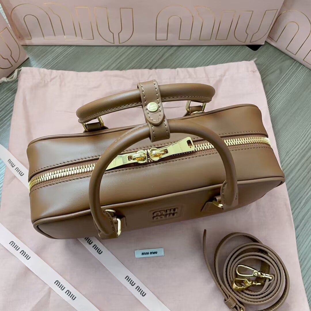 MIU MIU Original Leather Top Handle Bag 5BB148 Brown MIU MIU Original Leather Top Handle Bag 5BB148 Brown