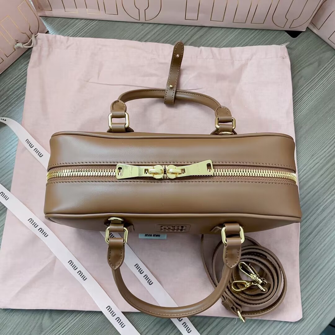 MIU MIU Original Leather Top Handle Bag 5BB148 Brown MIU MIU Original Leather Top Handle Bag 5BB148 Brown