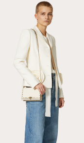 VALENTINO Rockstud calfskin chain bag SHI16 white VALENTINO Rockstud calfskin chain bag SHI16 white