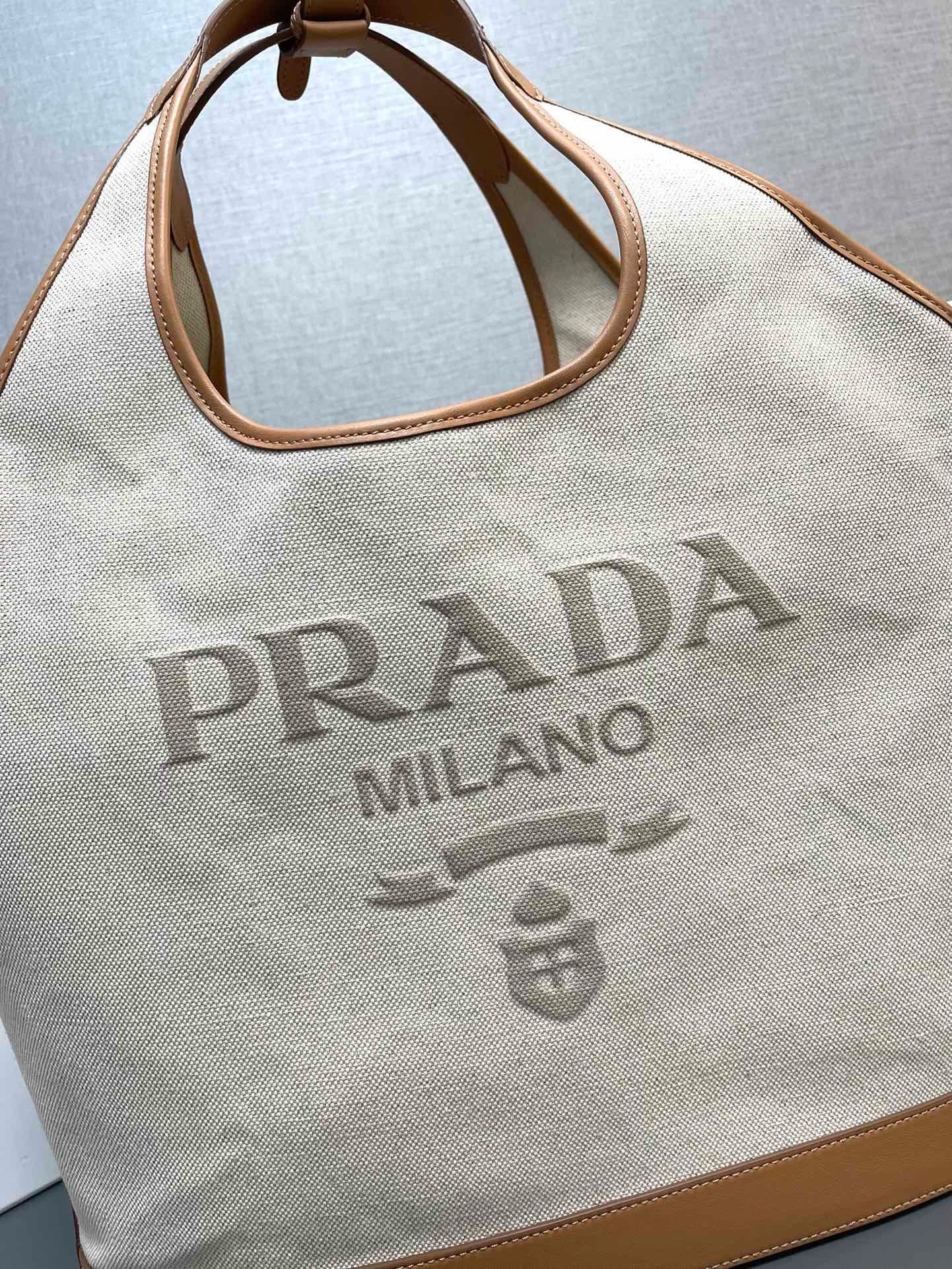 Prada Original Linen Canvas Shopping Bag 1BG472 Brown Prada Original Linen Canvas Shopping Bag 1BG472 Brown