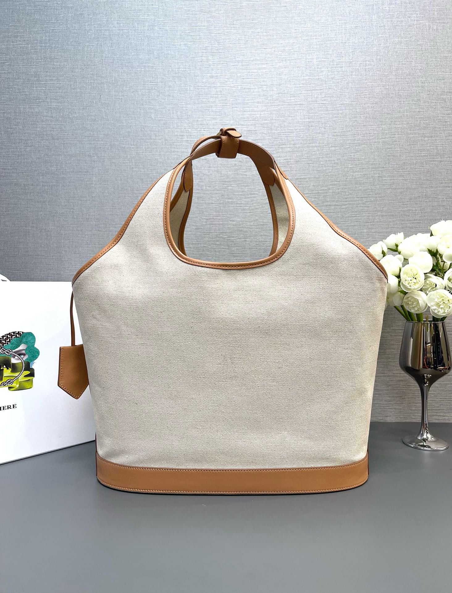 Prada Original Linen Canvas Shopping Bag 1BG472 Brown Prada Original Linen Canvas Shopping Bag 1BG472 Brown
