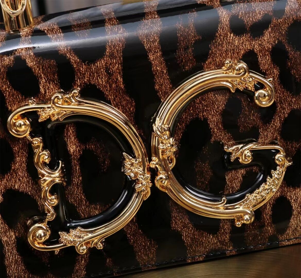 Dolce & Gabbana Patent leather Shoulder Bag G6504 black&brown Dolce & Gabbana Patent leather Shoulder Bag G6504 black&brown