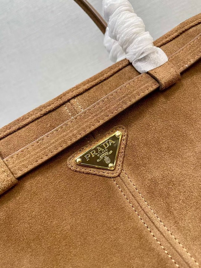 Prada Large Bonnie Suede Tote Bag 1BA439 Brown