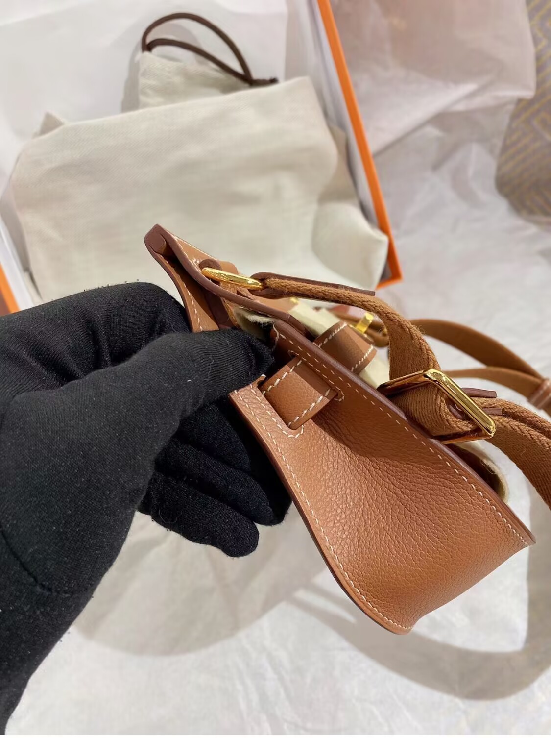 Hermes Original Leather 23CM Mini Jypsiere H0880 Brown Hermes Original Leather 23CM Mini Jypsiere H0880 Brown