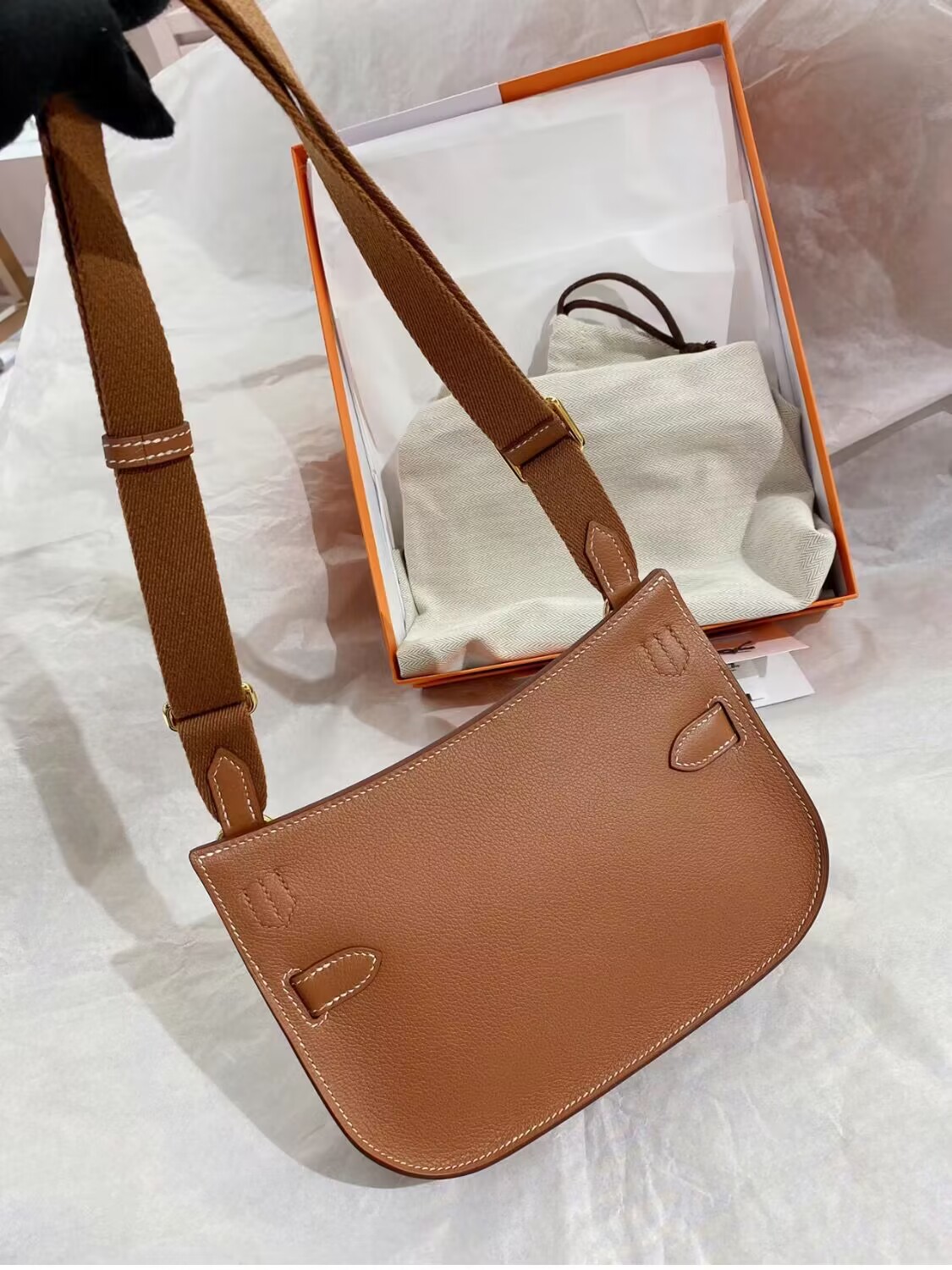 Hermes Original Leather 23CM Mini Jypsiere H0880 Brown Hermes Original Leather 23CM Mini Jypsiere H0880 Brown