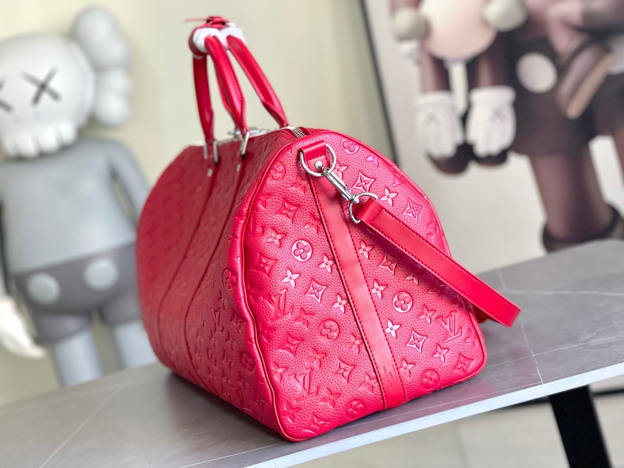 Louis Vuitton Monogram Empreinte Keepall 50 Strap N41416 Red Louis Vuitton Monogram Empreinte Keepall 50 Strap N41416 Red