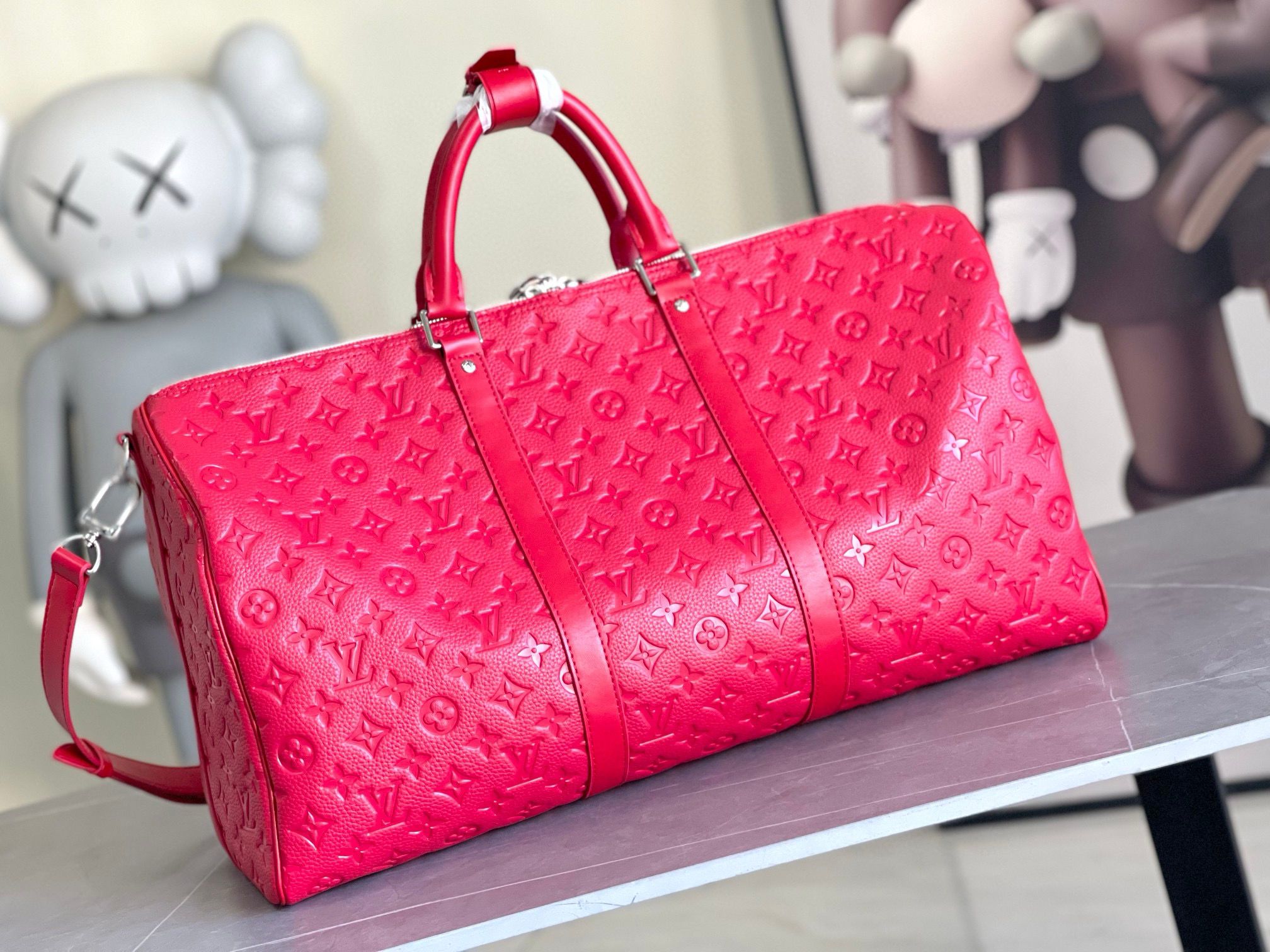 Louis Vuitton Monogram Empreinte Keepall 50 Strap N41416 Red Louis Vuitton Monogram Empreinte Keepall 50 Strap N41416 Red