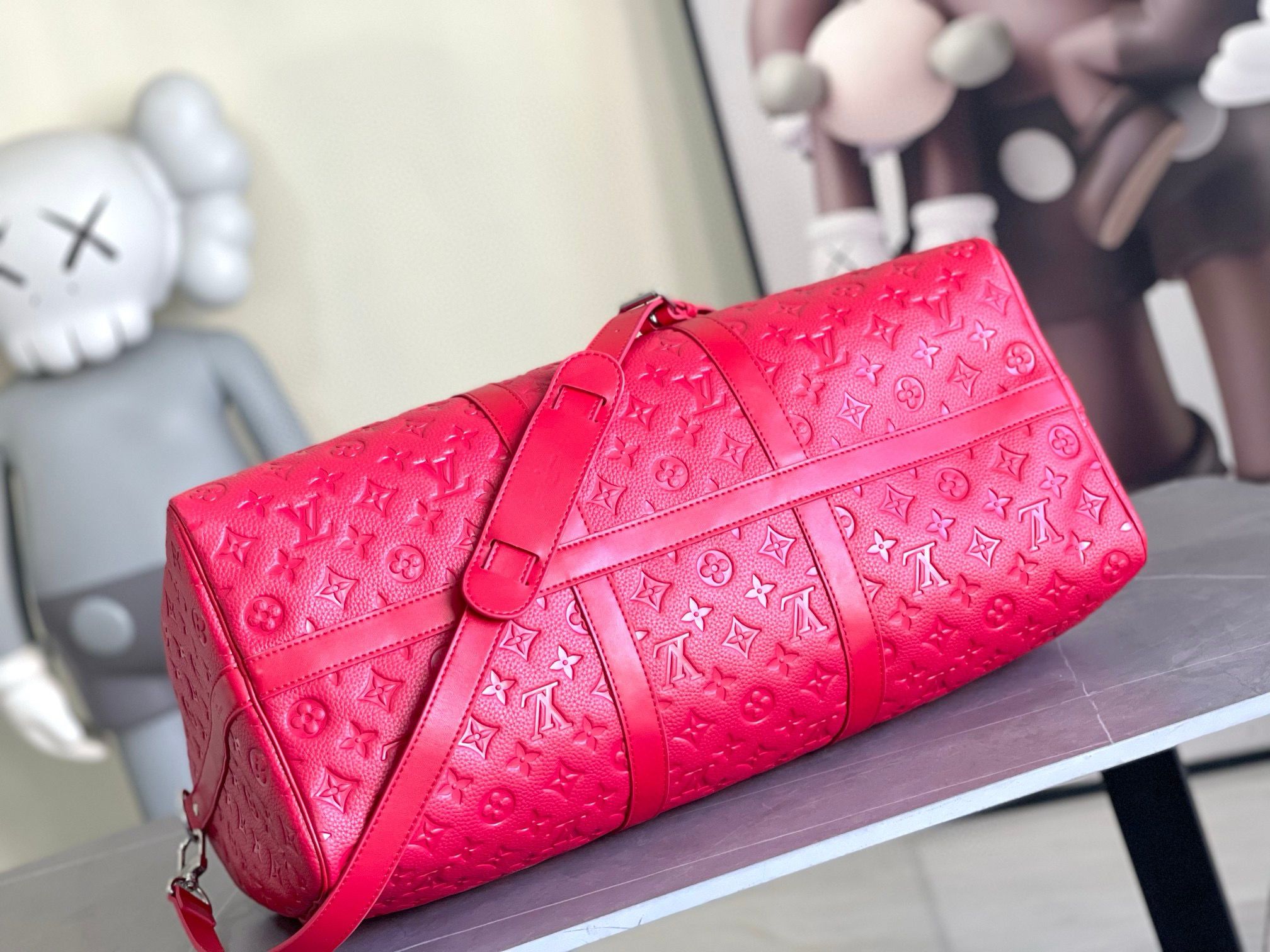 Louis Vuitton Monogram Empreinte Keepall 50 Strap N41416 Red Louis Vuitton Monogram Empreinte Keepall 50 Strap N41416 Red