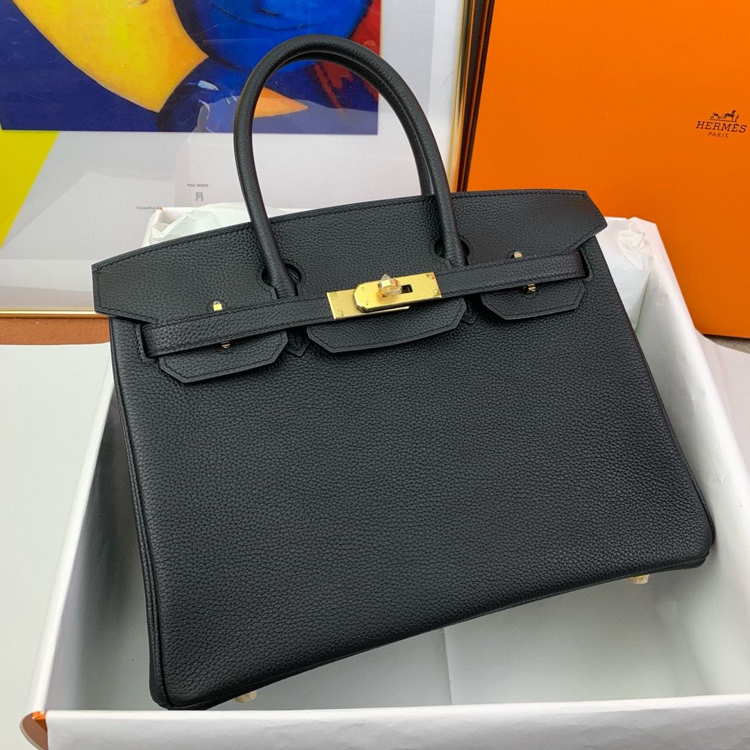 Hermes Birkin Tote Bag Original Togo Leather BK35 Black Hermes Birkin Tote Bag Original Togo Leather BK35 Black