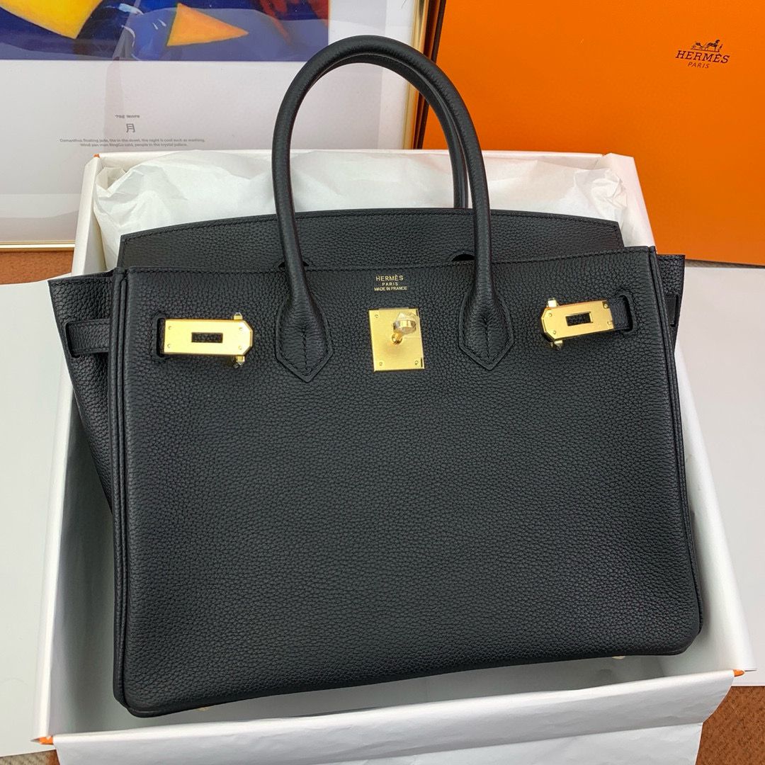 Hermes Birkin Tote Bag Original Togo Leather BK35 Black Hermes Birkin Tote Bag Original Togo Leather BK35 Black