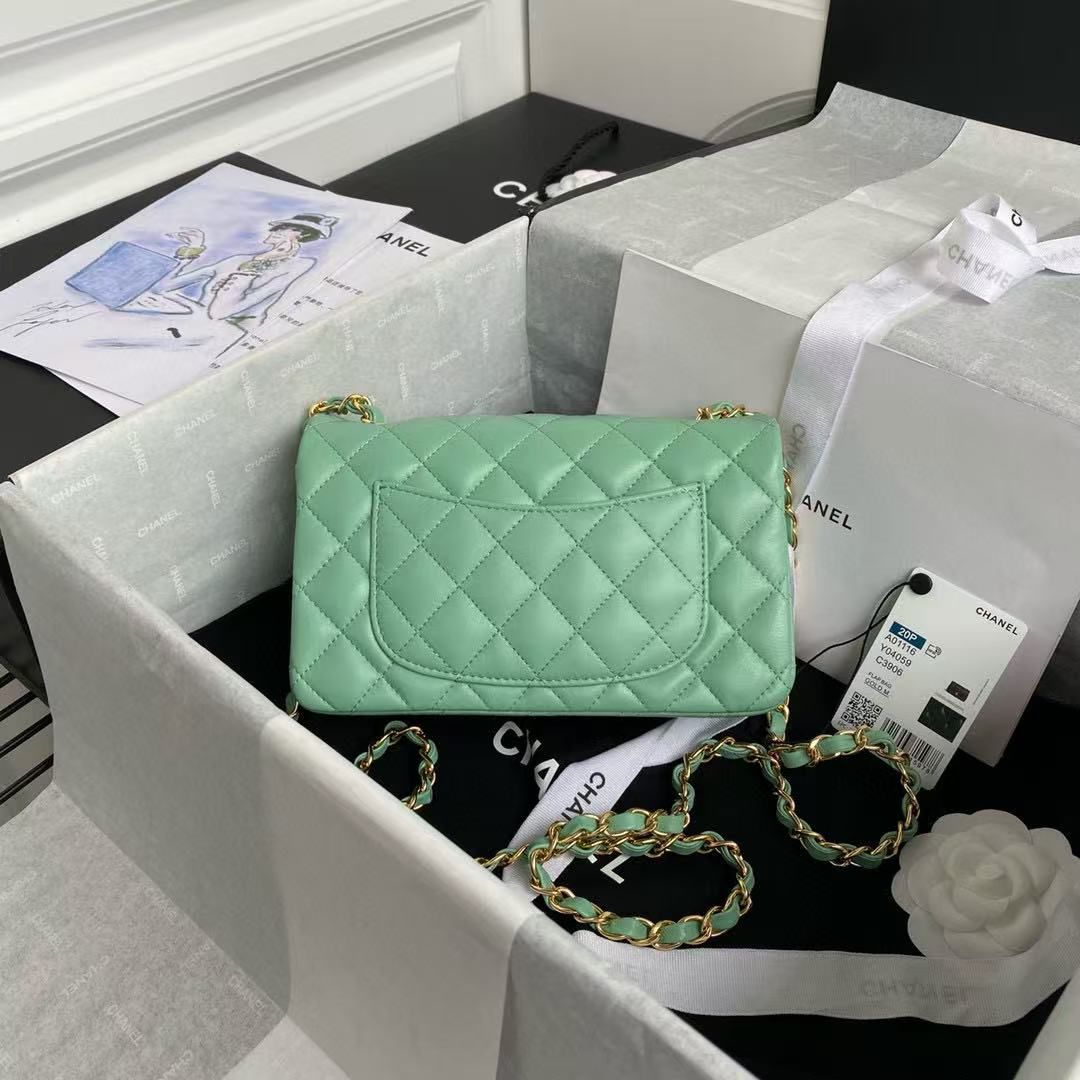 CHANEL CLASSIC 11.12 HANDBAG A01116 Light Green CHANEL CLASSIC 11.12 HANDBAG A01116 Light Green