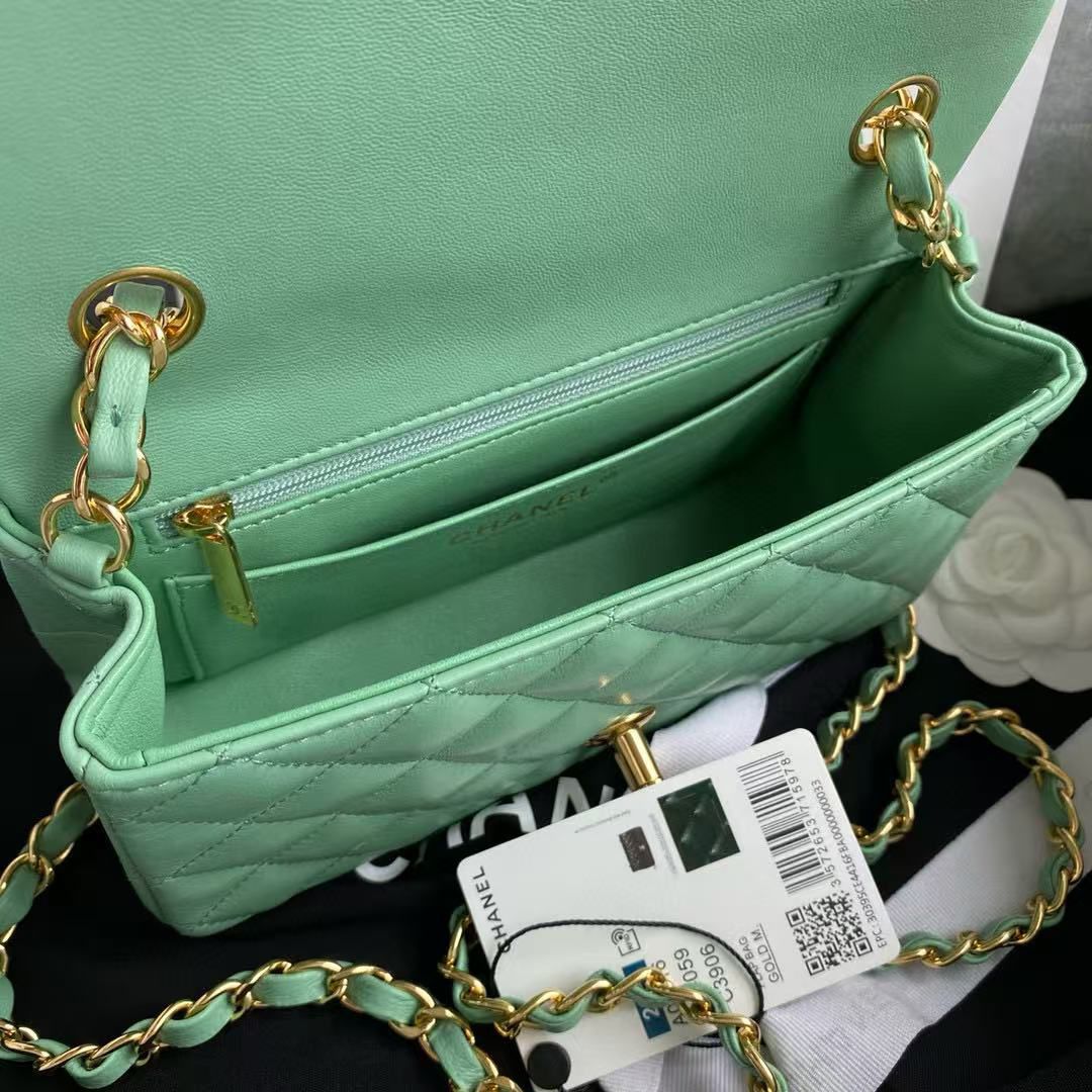 CHANEL CLASSIC 11.12 HANDBAG A01116 Light Green CHANEL CLASSIC 11.12 HANDBAG A01116 Light Green