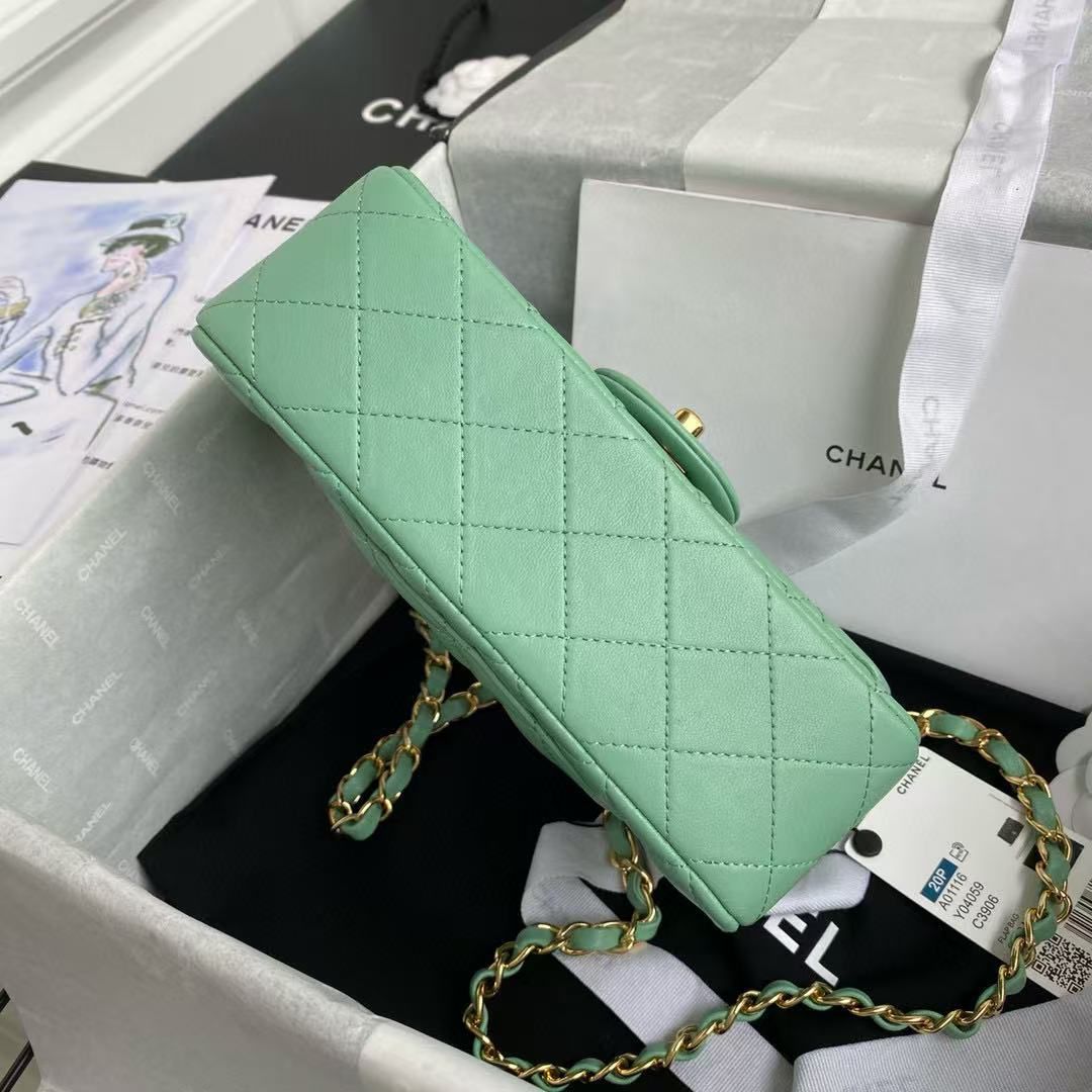 CHANEL CLASSIC 11.12 HANDBAG A01116 Light Green CHANEL CLASSIC 11.12 HANDBAG A01116 Light Green