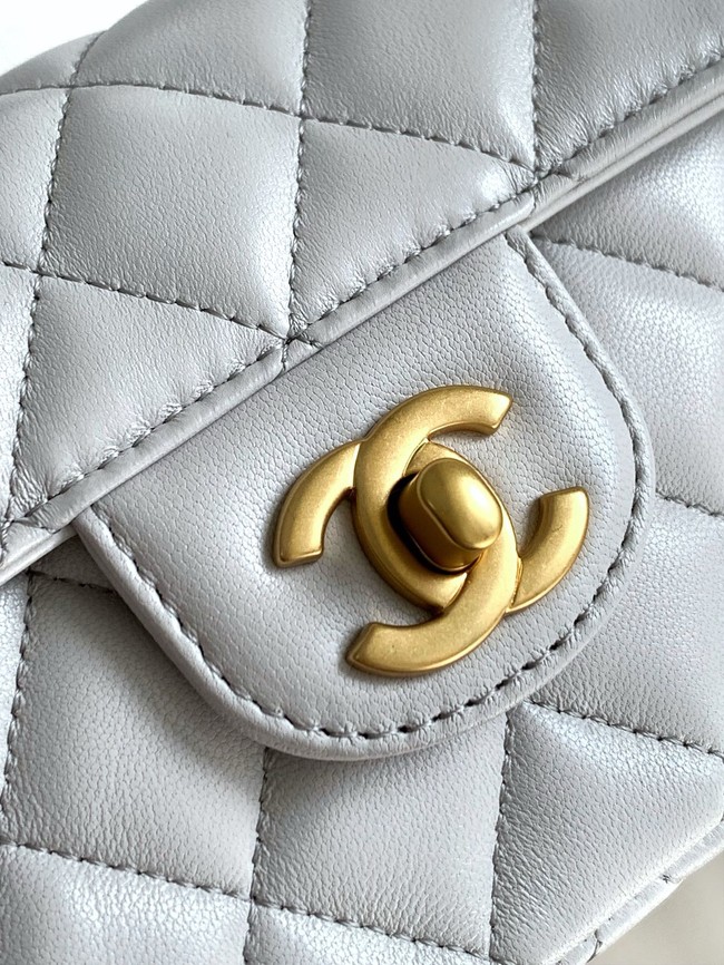 Chanel MINI FLAP BAG WITH TOP HANDLE AS5354 light gray