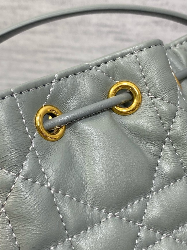 Dior Caro Nano Bucket Bag Macrocannage Lambskin S5250 gray
