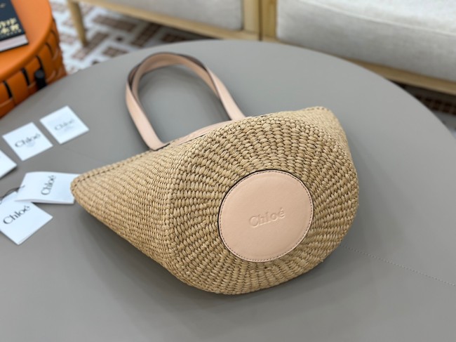 CHLOE Woven Raffia Slit Mini Tote Bag 11265 pink