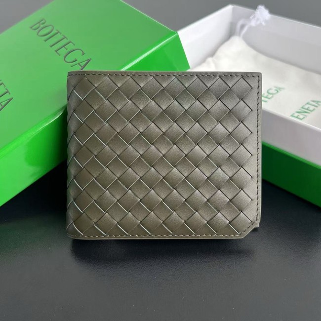Bottega Veneta Intrecciato Bi-Fold Wallet With Coin Purse 749412 Dark green