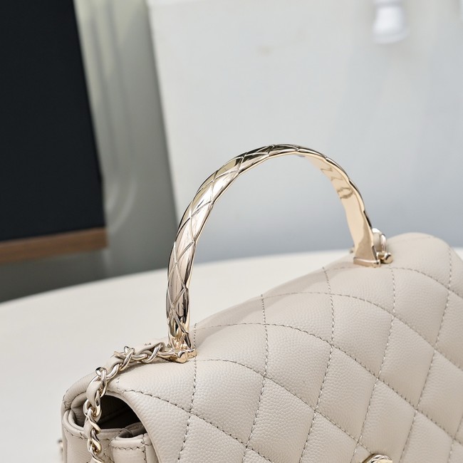 Chanel MINI FLAP BAG CLUTCH WITH CHAIN Gold-Tone Metal AS4591 Beige