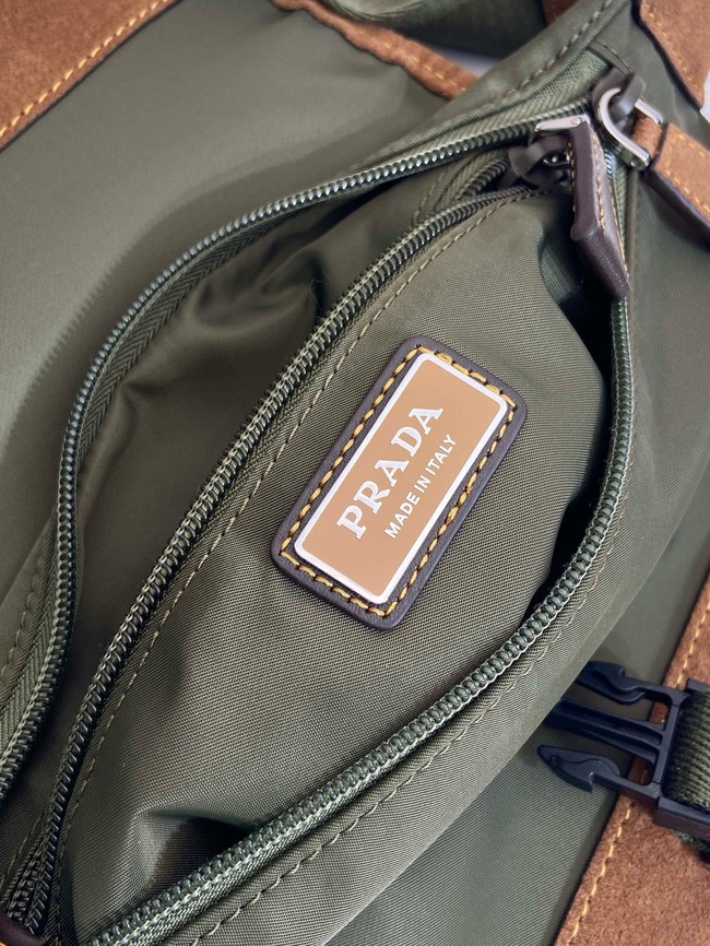 Prada Re-Nylon and suede belt bag 2VH176 Musk Green