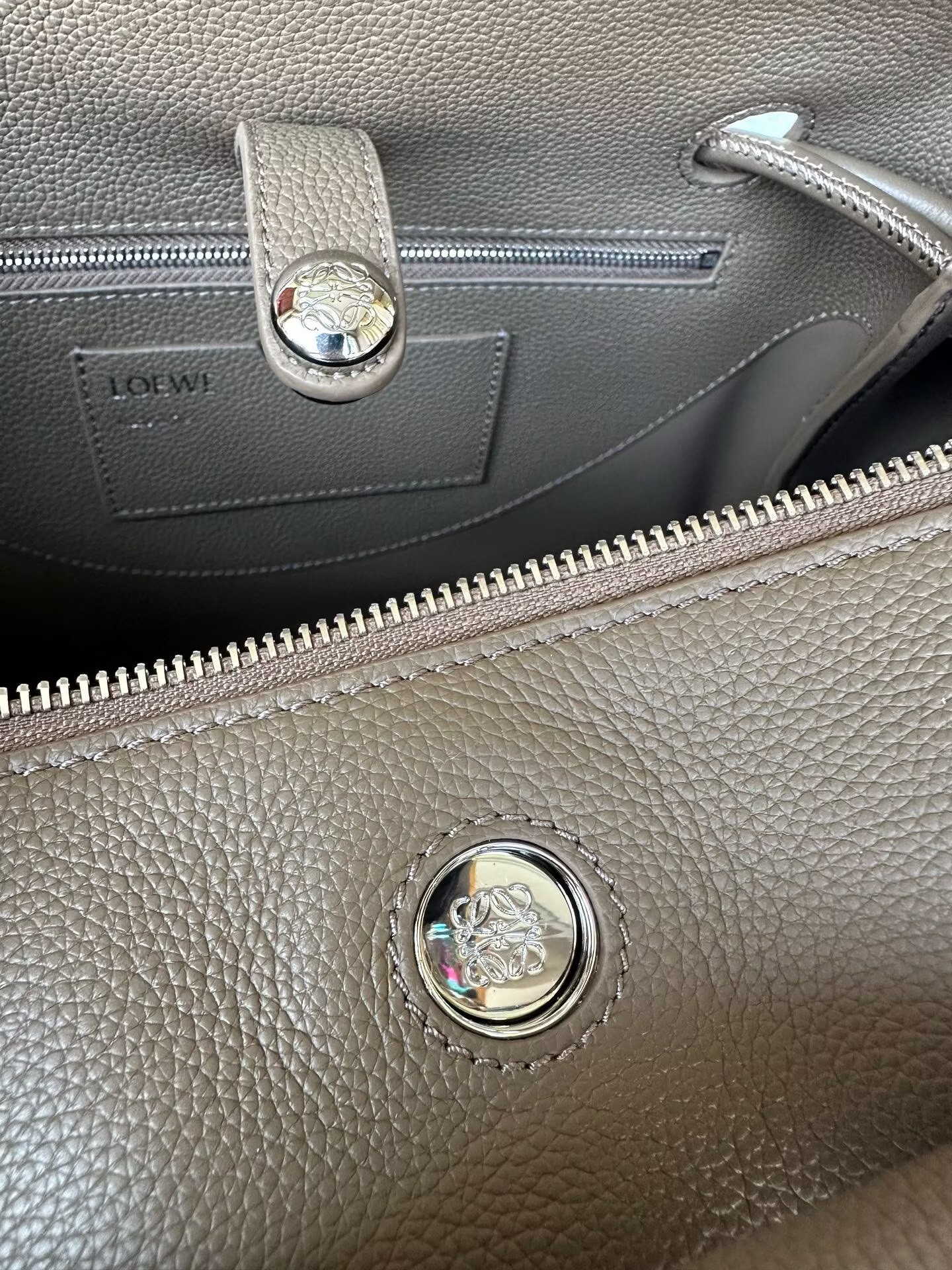 Loewe Madrid Original Leather Anagram Pebble Bag LE0255 Gray