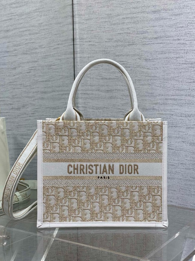 Small Dior Book Tote Dior Oblique Embroidery and Calfskin M1325CZ-2