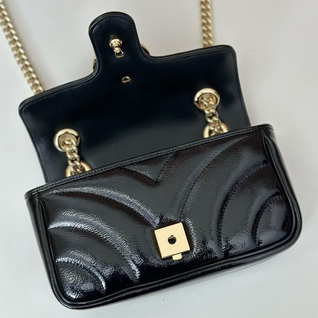 Gucci GG Marmont small shoulder bag Patent leather 446744 black