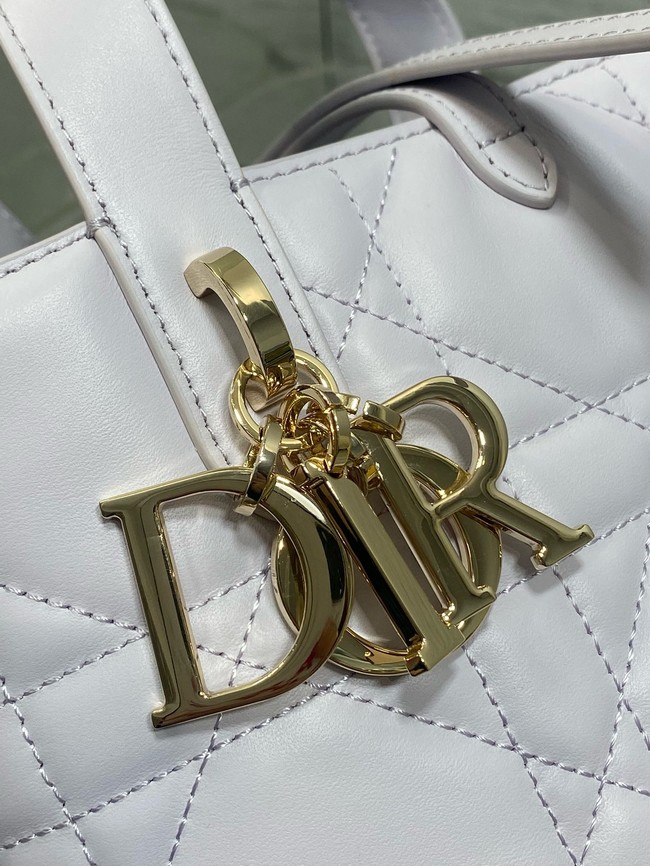 Small Dior Toujours Vertical Tote Bag Macrocannage Crinkled Calfskin M2835  purple