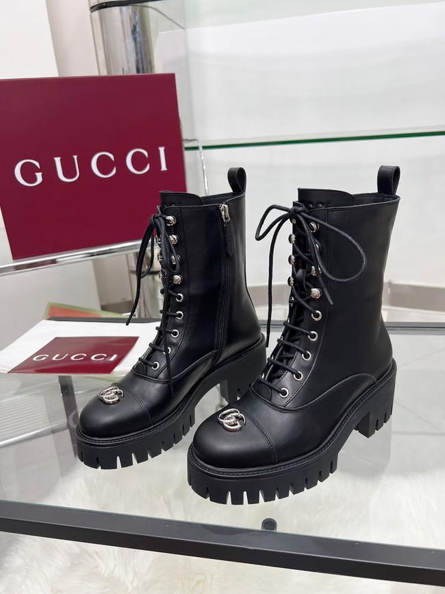 Gucci Womens lace-up ankle boot with GG 840739-3