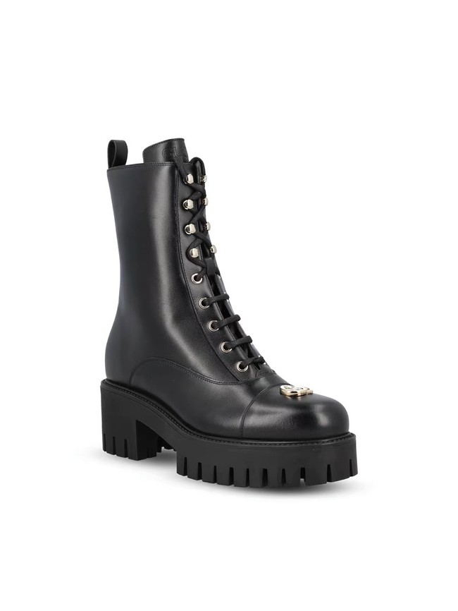 Gucci Womens lace-up ankle boot with GG 840739-3