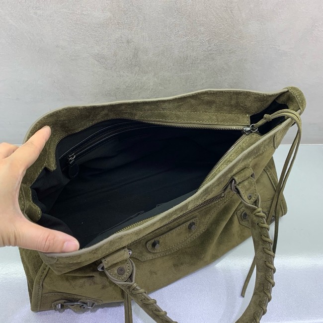 Balenciaga Le City medium suede tote bag 230582 green