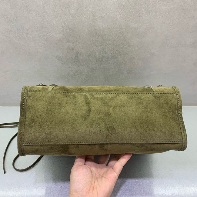 Balenciaga Le City small suede tote bag 230582 green