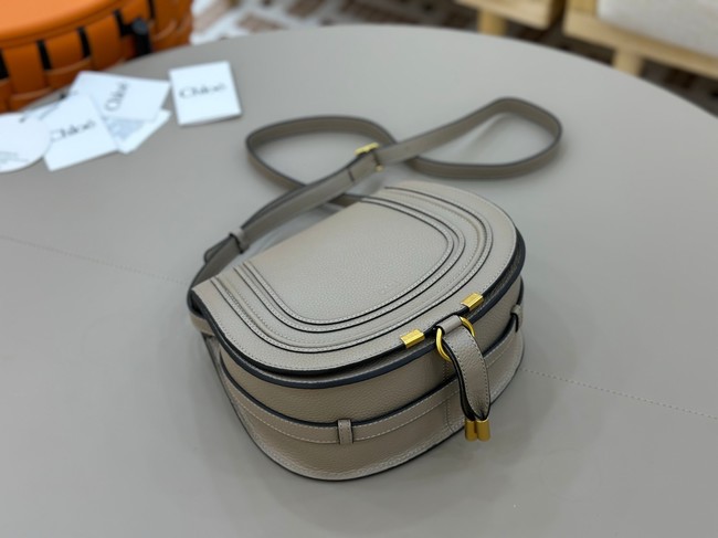 Chloe Grained Calfskin MARCIE saddle bag 31054 light gray