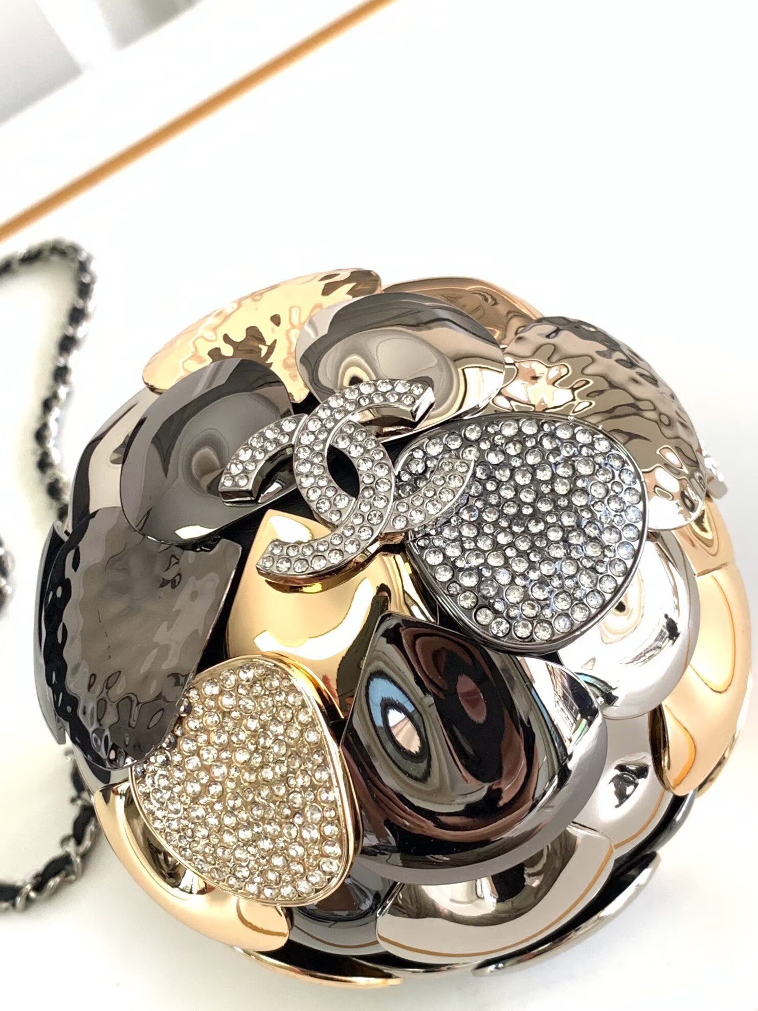 Chanel Camellia With Diamonds Mini Ball Bag 63028 Gold Chanel Camellia With Diamonds Mini Ball Bag 63028 Gold