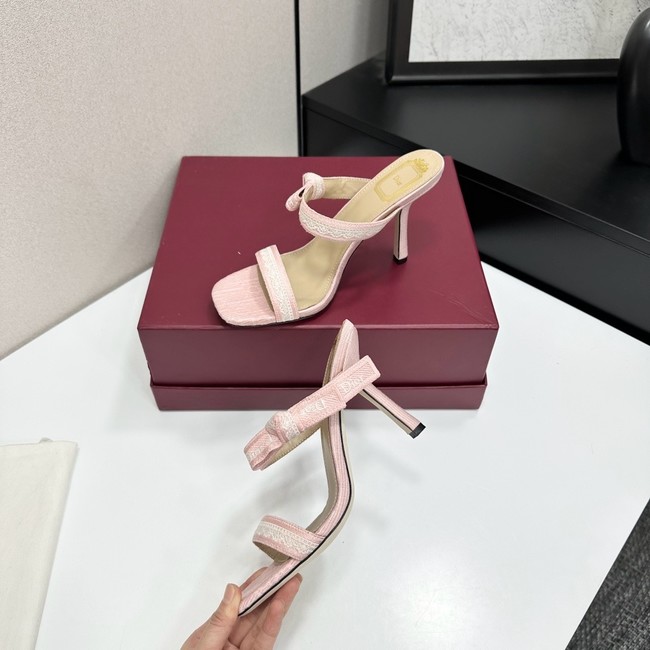 Dior Heeled Sandal with JAdior Straps Embroidered Cotton KCO538NV-1