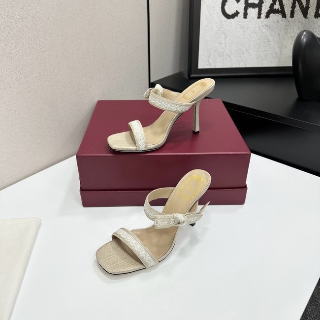 Dior Heeled Sandal with JAdior Straps Embroidered Cotton KCO538NV-2
