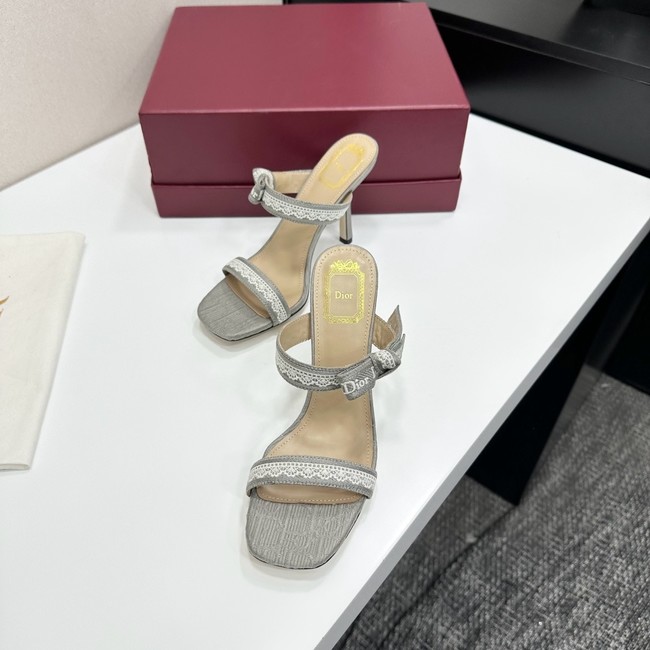 Dior Heeled Sandal with JAdior Straps Embroidered Cotton KCO538NV-4