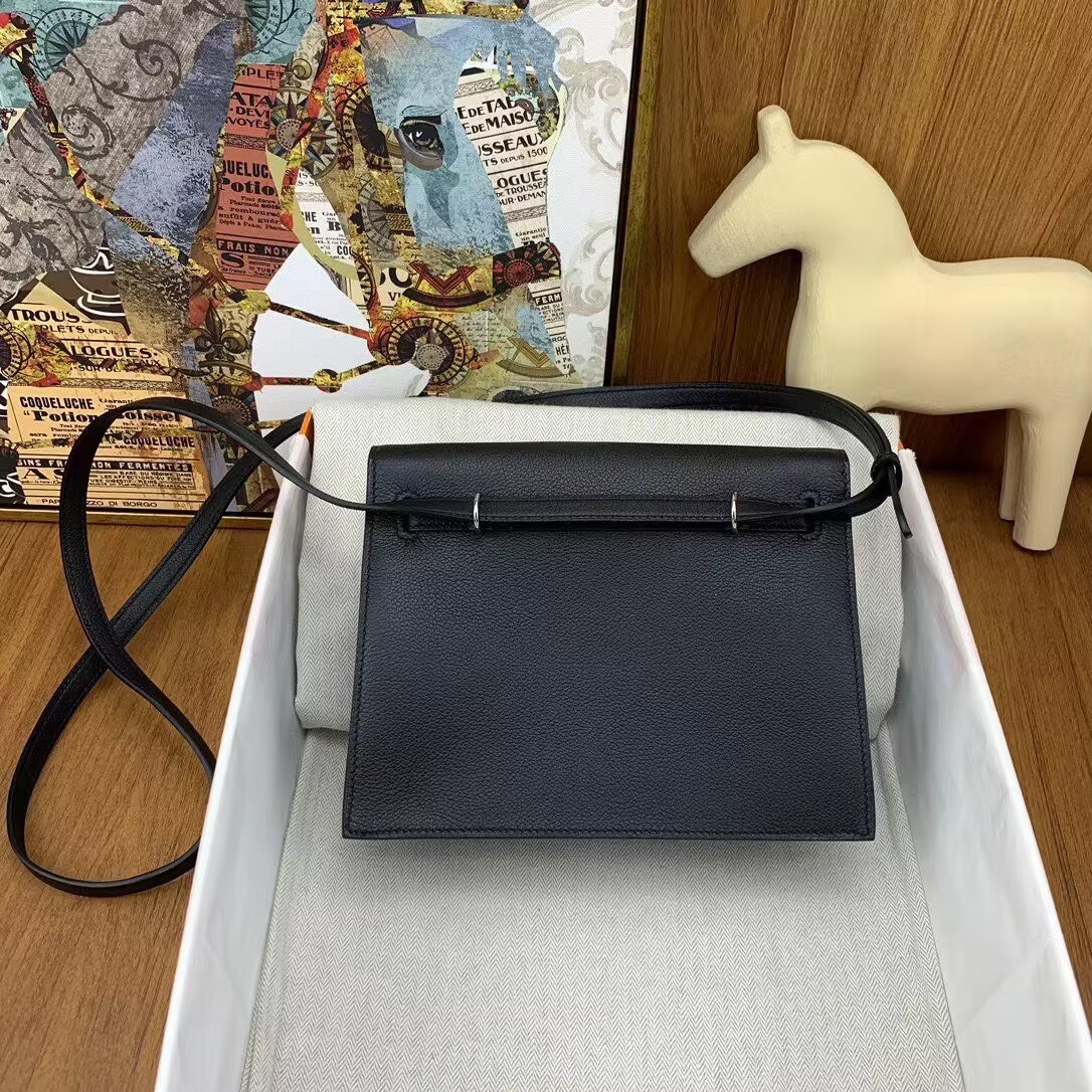 Hermes Kelly Danse Original Evercolor Leather 22CM KL22 Black Silver-Tone Hermes Kelly Danse Original Evercolor Leather 22CM KL22 Black Silver-Tone