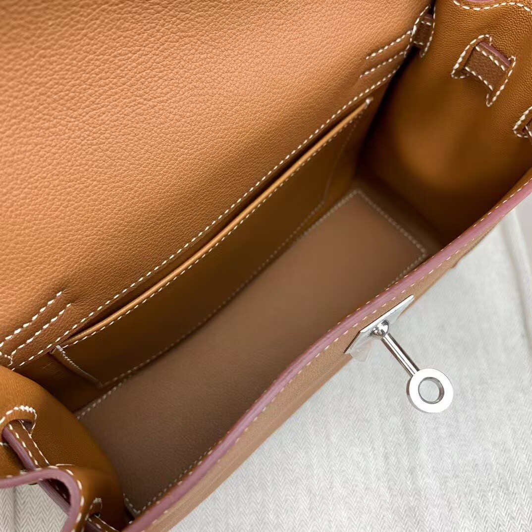 Hermes Kelly Danse Original Evercolor Leather 22CM KL22 Brown Silver-Tone