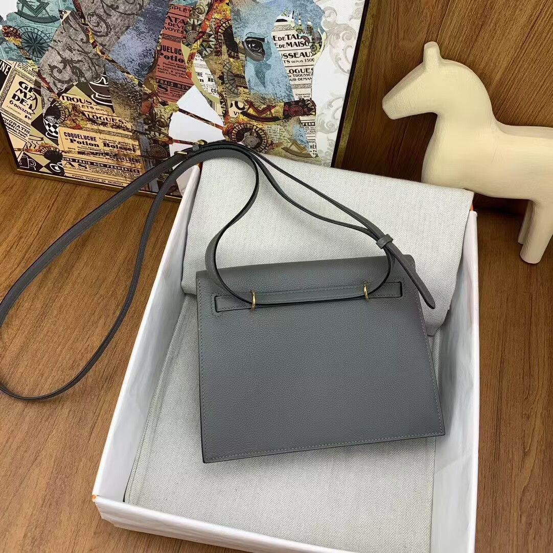 Hermes Kelly Danse Original Evercolor Leather 22CM KL22 Gray Gold-Tone Hermes Kelly Danse Original Evercolor Leather 22CM KL22 Gray Gold-Tone