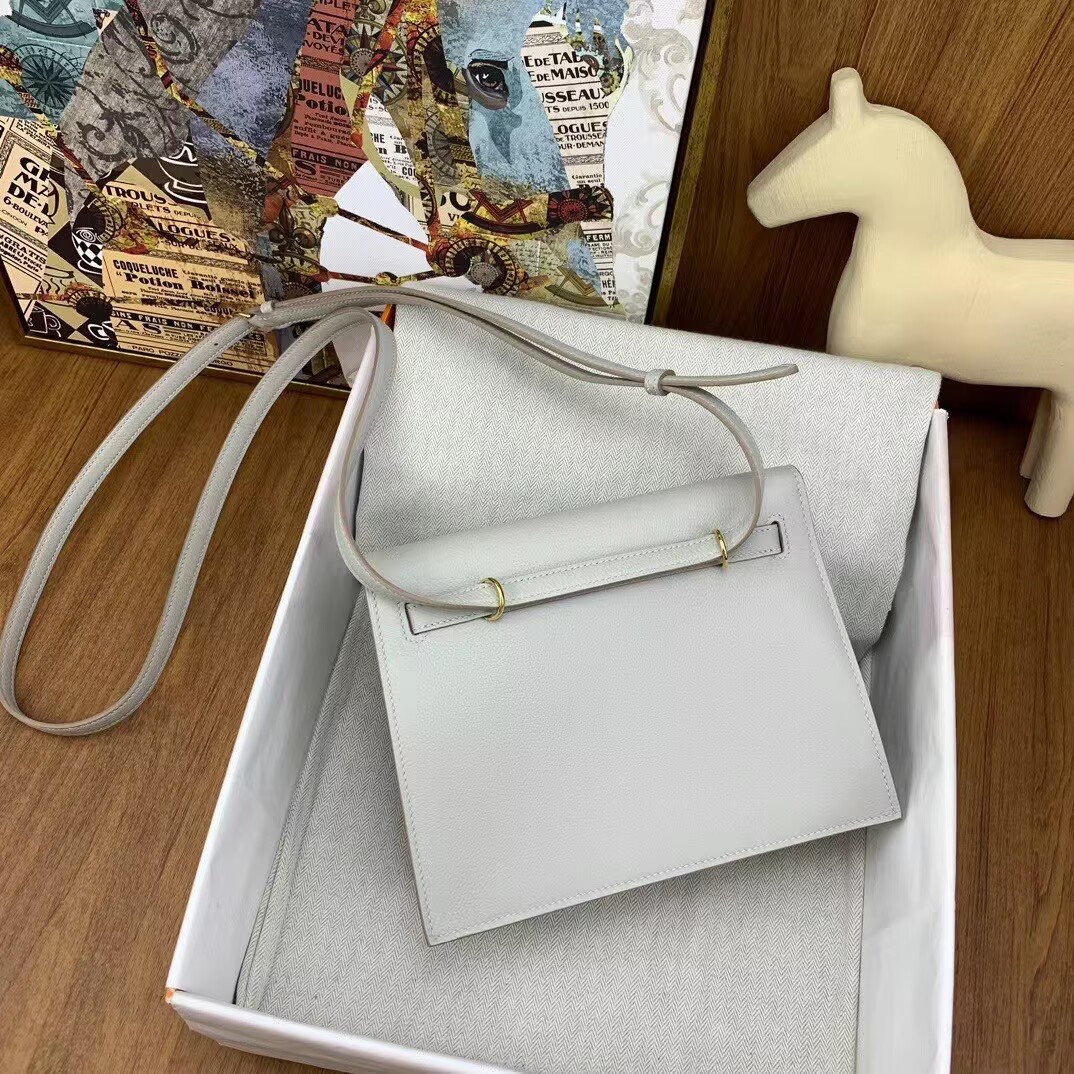 Hermes Kelly Danse Original Evercolor Leather 22CM KL22 Light Gold-Tone Hermes Kelly Danse Original Evercolor Leather 22CM KL22 Light Gold-Tone