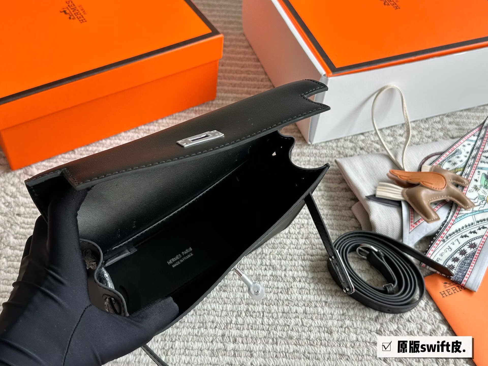 Hermes Kelly Danse Original Swift Leather 22CM KL22 Black Hermes Kelly Danse Original Swift Leather 22CM KL22 Black