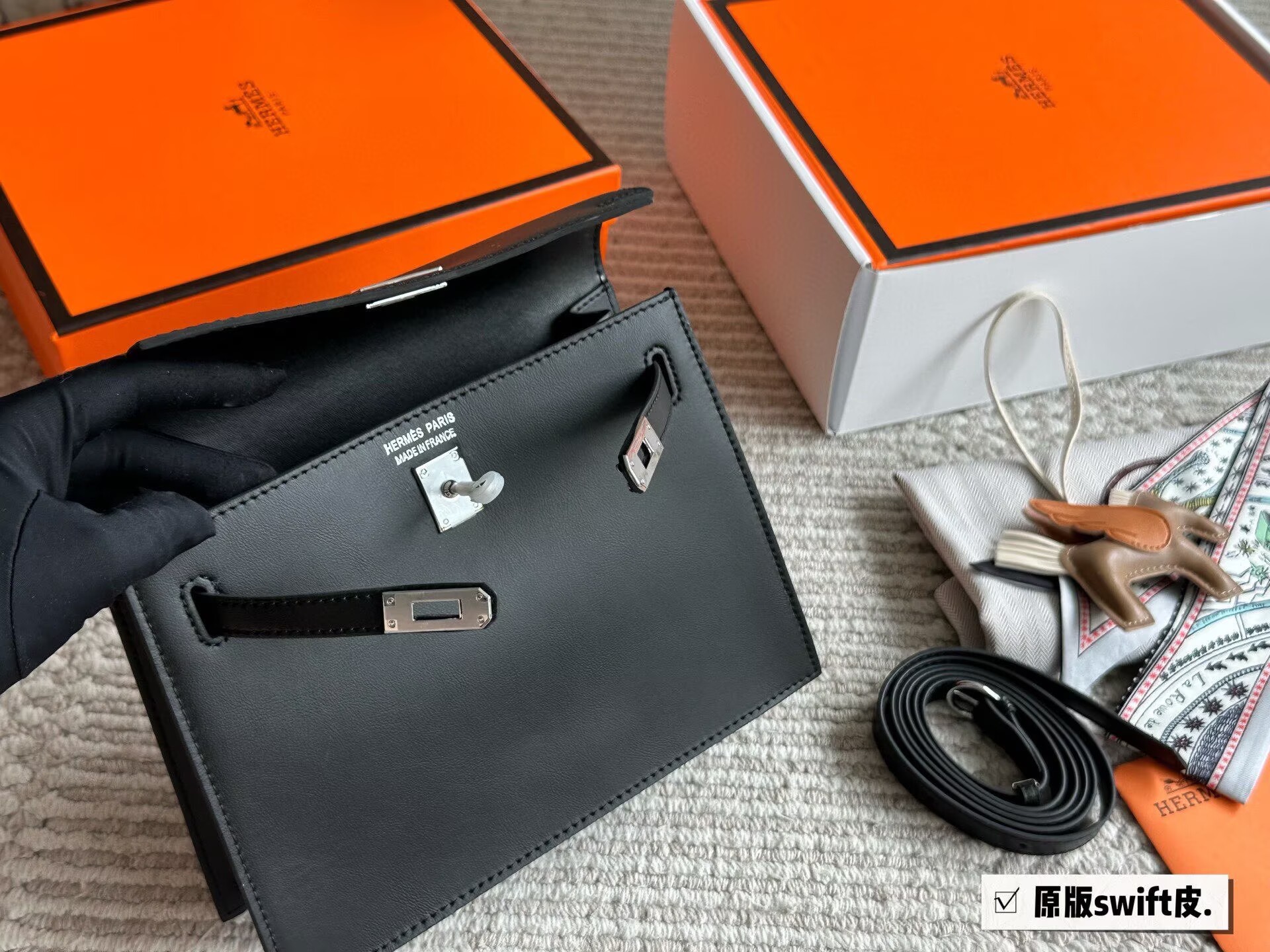 Hermes Kelly Danse Original Swift Leather 22CM KL22 Black Hermes Kelly Danse Original Swift Leather 22CM KL22 Black