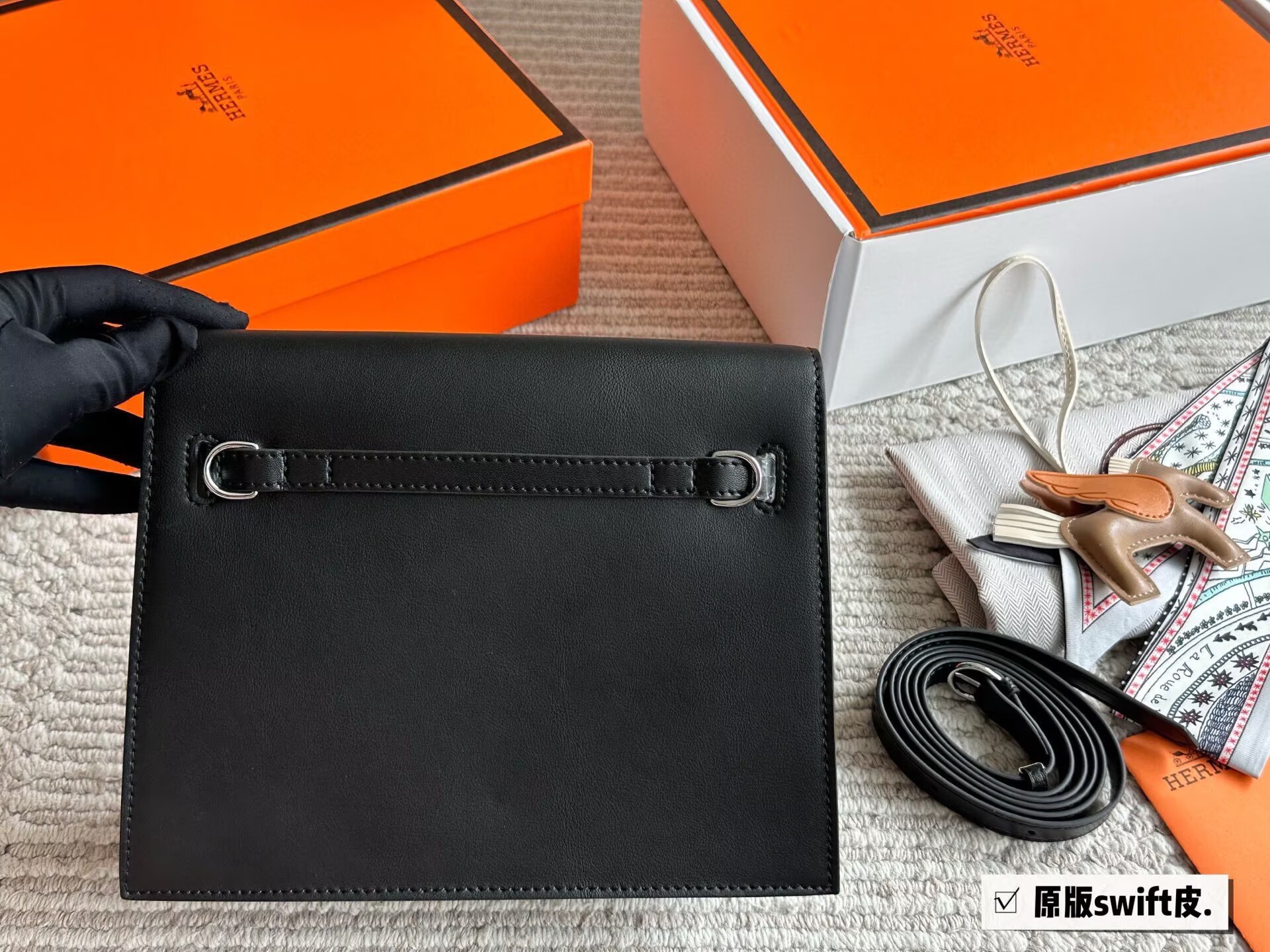 Hermes Kelly Danse Original Swift Leather 22CM KL22 Black Hermes Kelly Danse Original Swift Leather 22CM KL22 Black