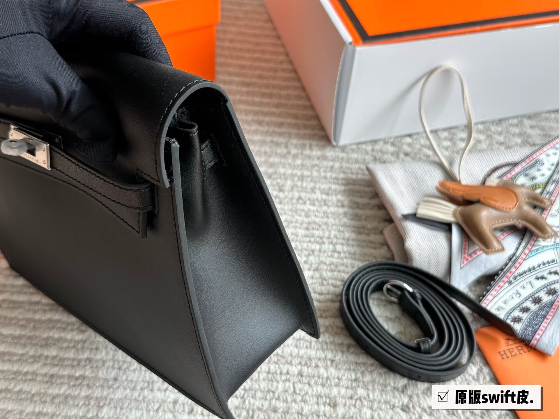 Hermes Kelly Danse Original Swift Leather 22CM KL22 Black Hermes Kelly Danse Original Swift Leather 22CM KL22 Black