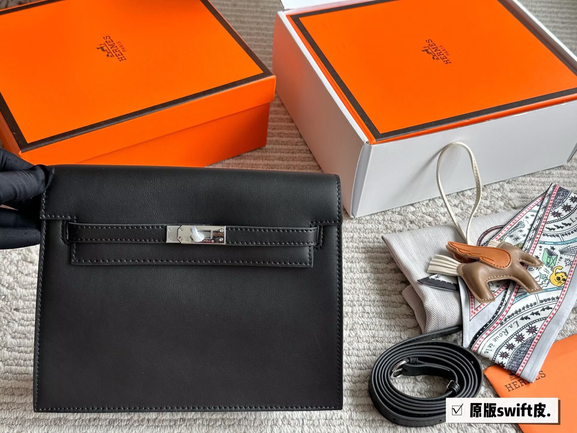 Hermes Kelly Danse Original Swift Leather 22CM KL22 Black Hermes Kelly Danse Original Swift Leather 22CM KL22 Black