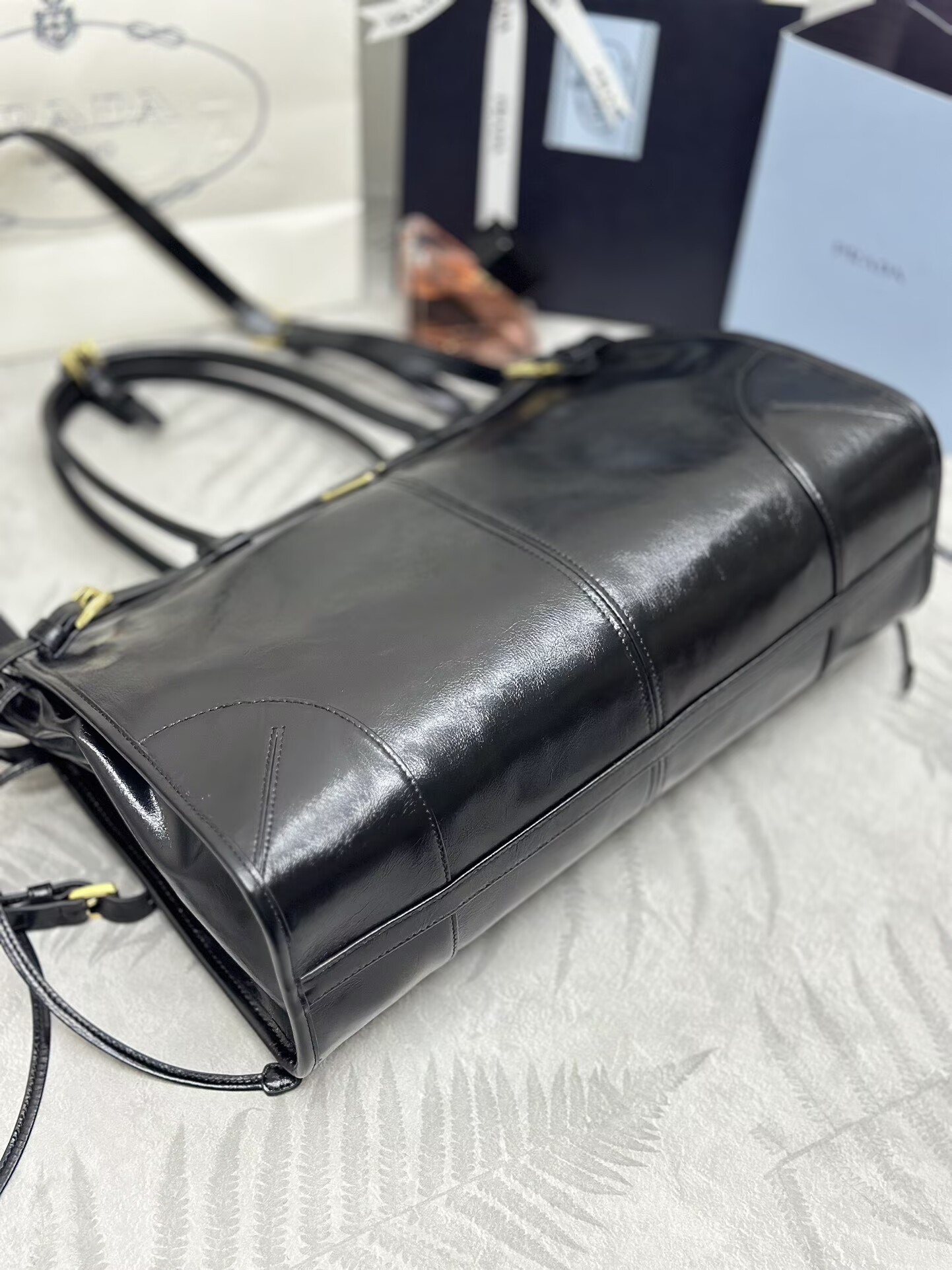 Prada Bonnie Leather Tote Bag 1BA433 Black Prada Bonnie Leather Tote Bag 1BA433 Black