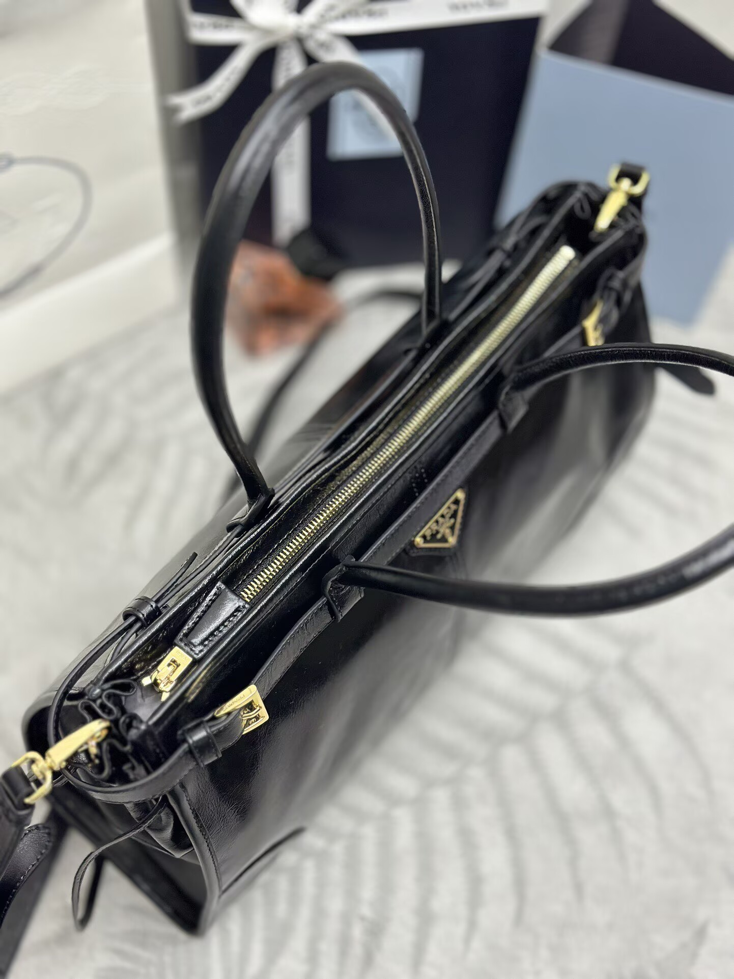 Prada Bonnie Leather Tote Bag 1BA433 Black Prada Bonnie Leather Tote Bag 1BA433 Black