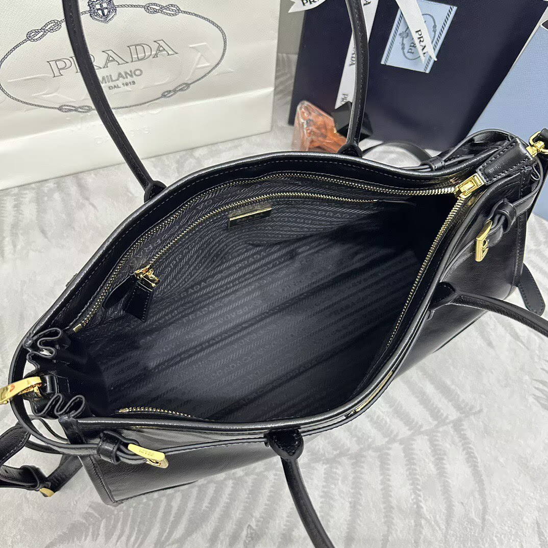 Prada Bonnie Leather Tote Bag 1BA433 Black Prada Bonnie Leather Tote Bag 1BA433 Black