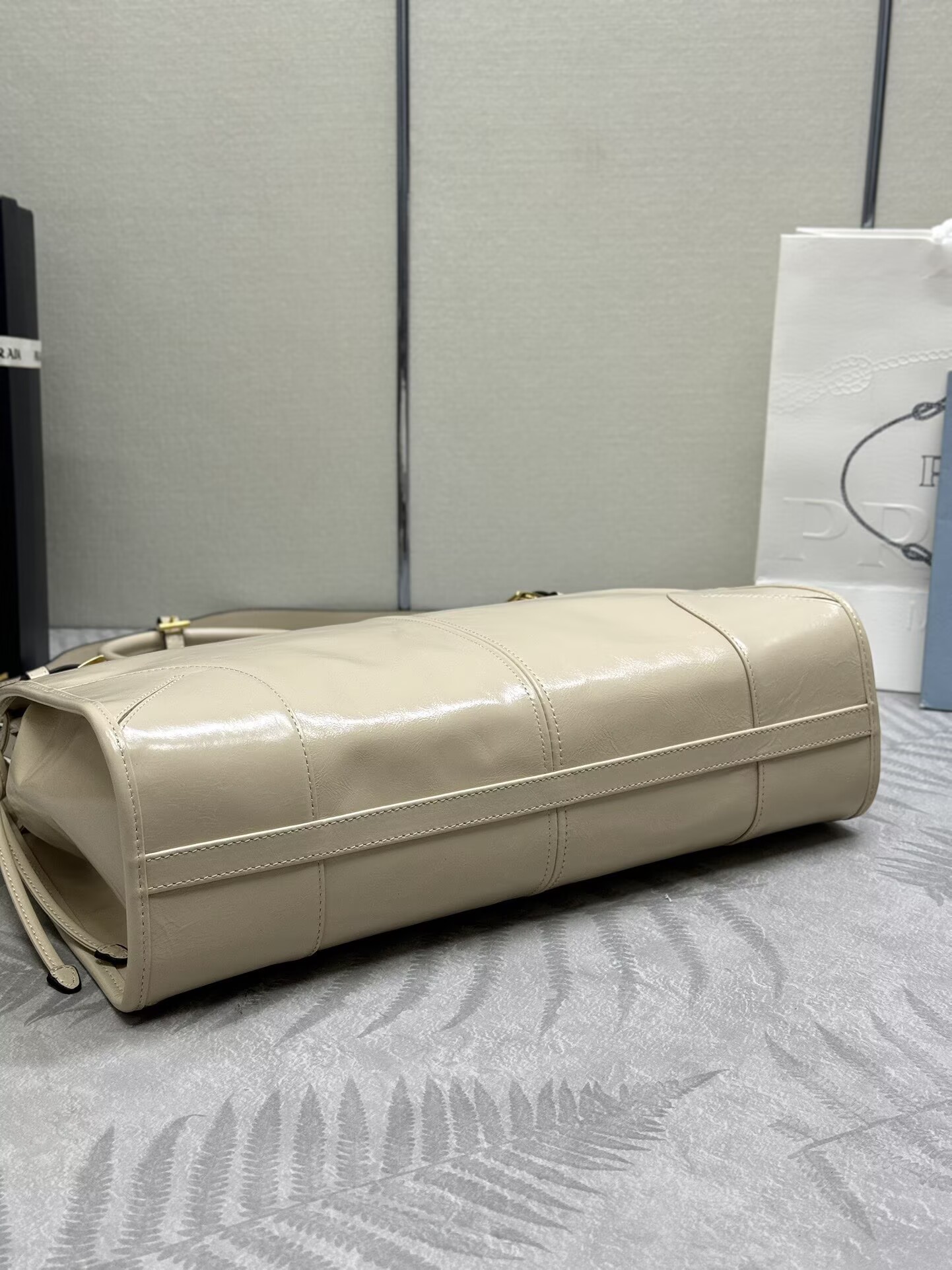 Prada Bonnie Leather Tote Bag 1BA433 Cream Prada Bonnie Leather Tote Bag 1BA433 Cream