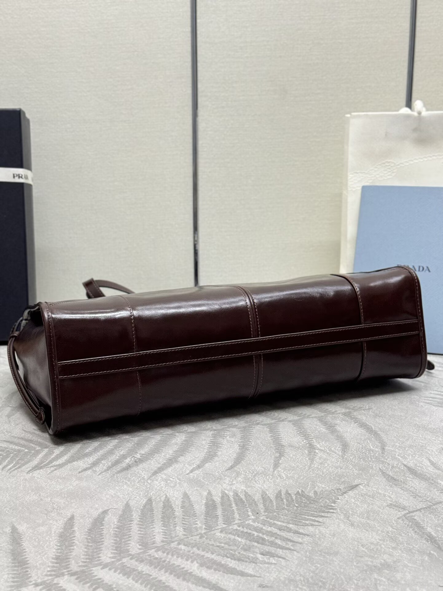 Prada Bonnie Leather Tote Bag 1BA433 Dark Brown Prada Bonnie Leather Tote Bag 1BA433 Dark Brown